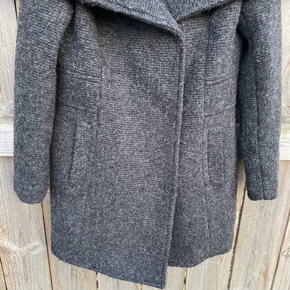 Cole Haan Signature Jacket Wool Blend Walker Peacoat Snap Collar Gray Size 4 - Picture 4 of 9